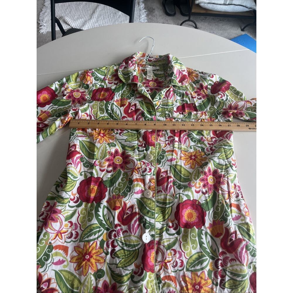 Pottery Barn Women Sz S Pajama Button Up TOP ONLY Floral Gardener 100% Cotton - Picture 6 of 10
